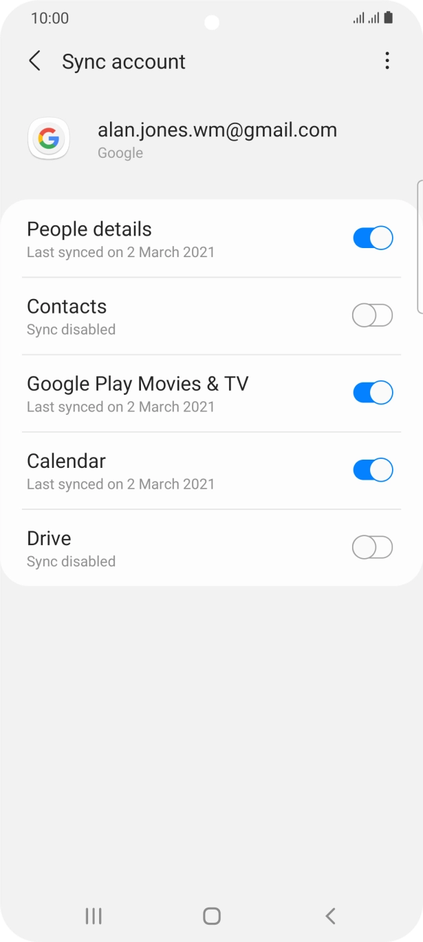 Press the indicator next to 'Contacts' to turn on the function. Press the indicator next to 'Contacts' to turn on the function.