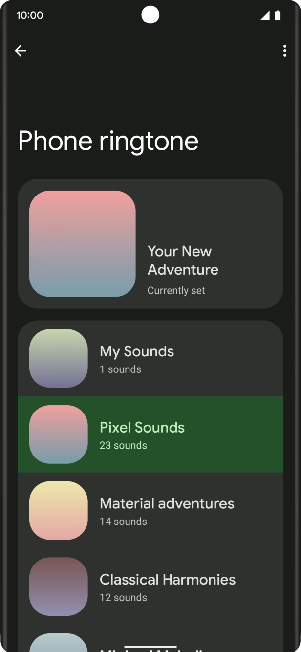 Press the required category.
