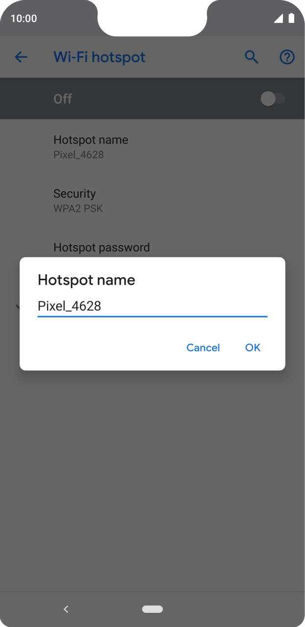 Key in the required WiFi hotspot name and press OK.