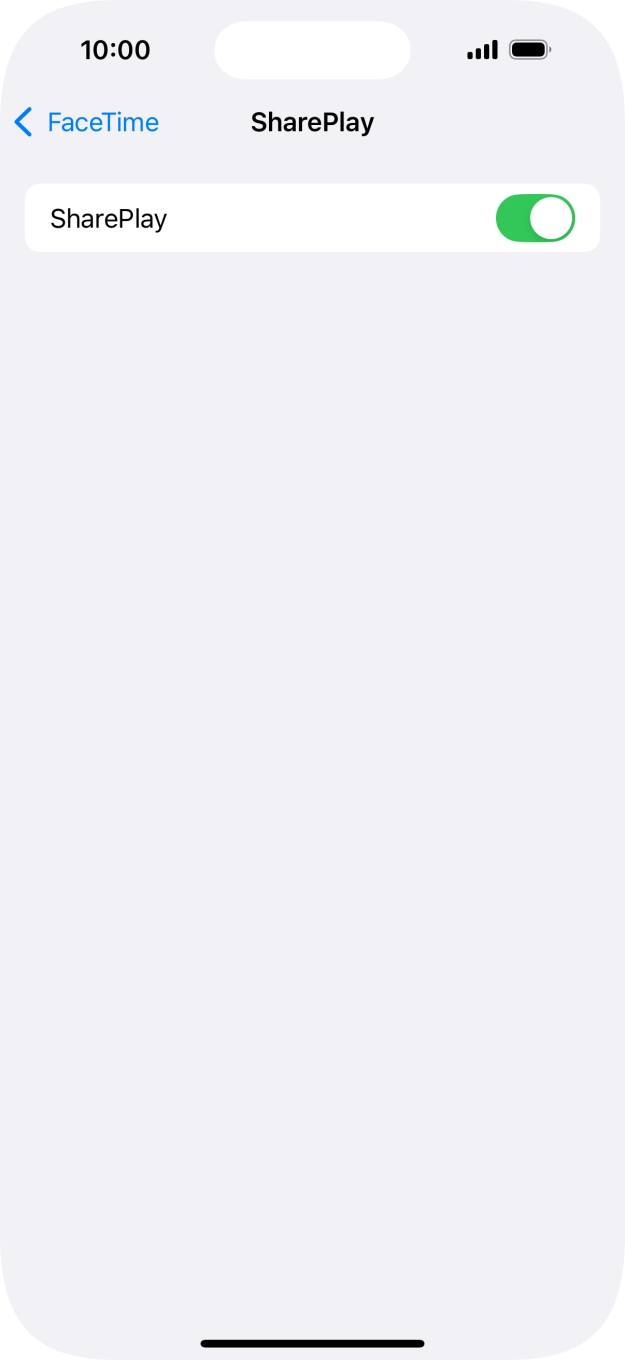 Press the indicator next to 'SharePlay' to turn the function on or off.