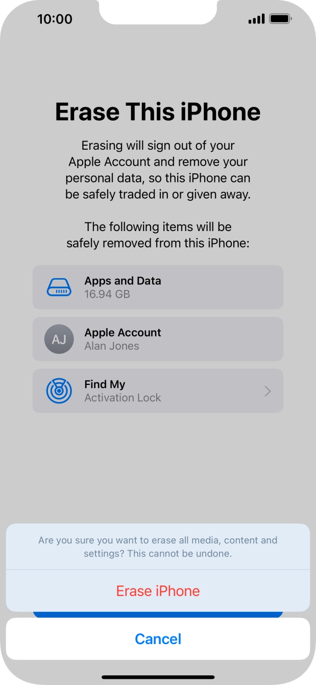 Press Erase iPhone.