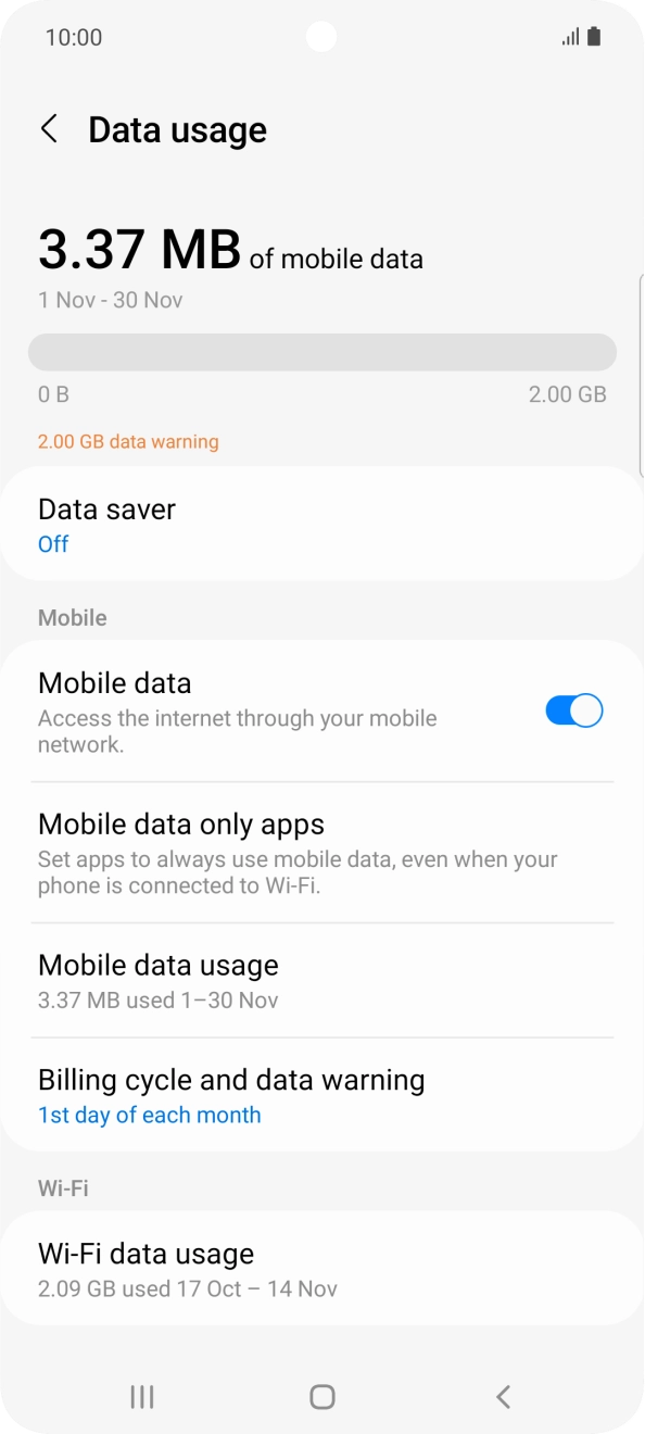 The total data usage is displayed.