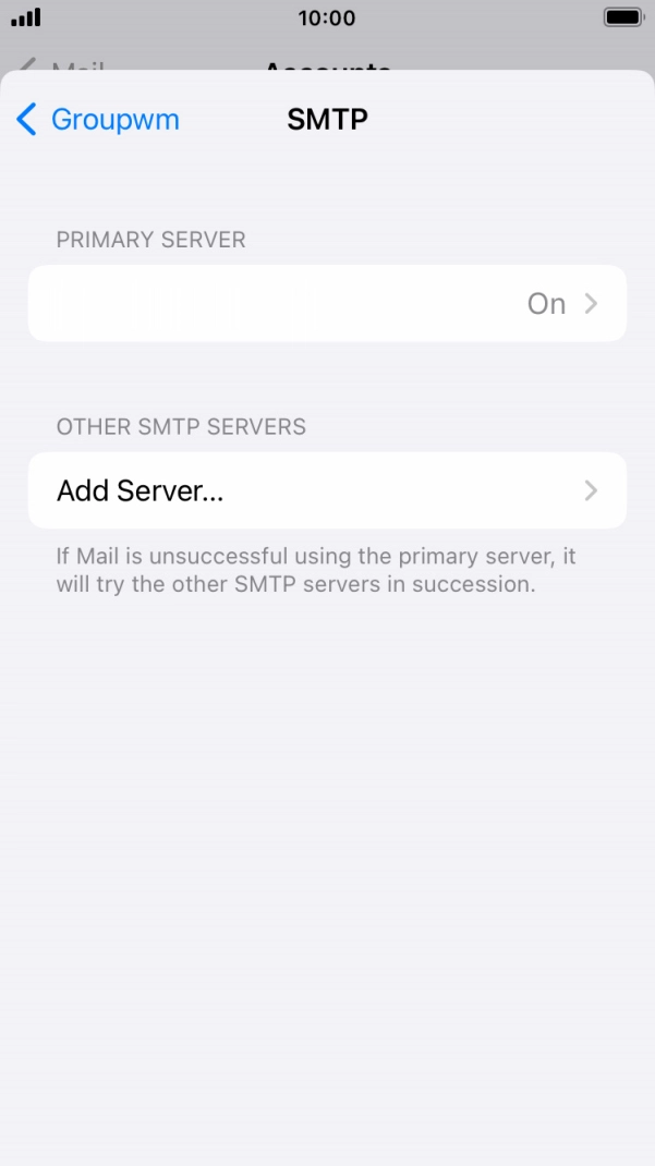Press the field below 'PRIMARY SERVER'. Press the field below 'PRIMARY SERVER'.