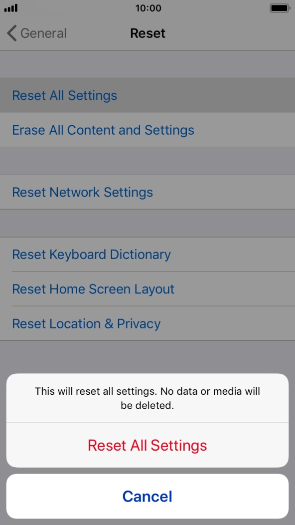 Press Reset All Settings.