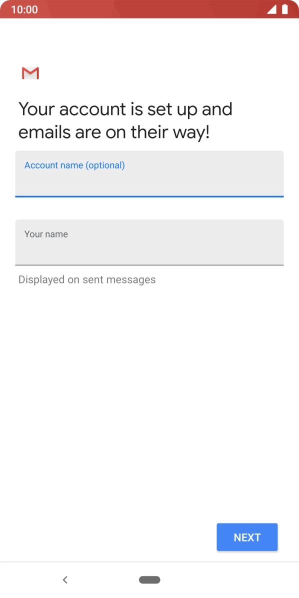 Press the field below 'Your name' and key in the required sender name. Press the field below 'Your name' and key in the required sender name.