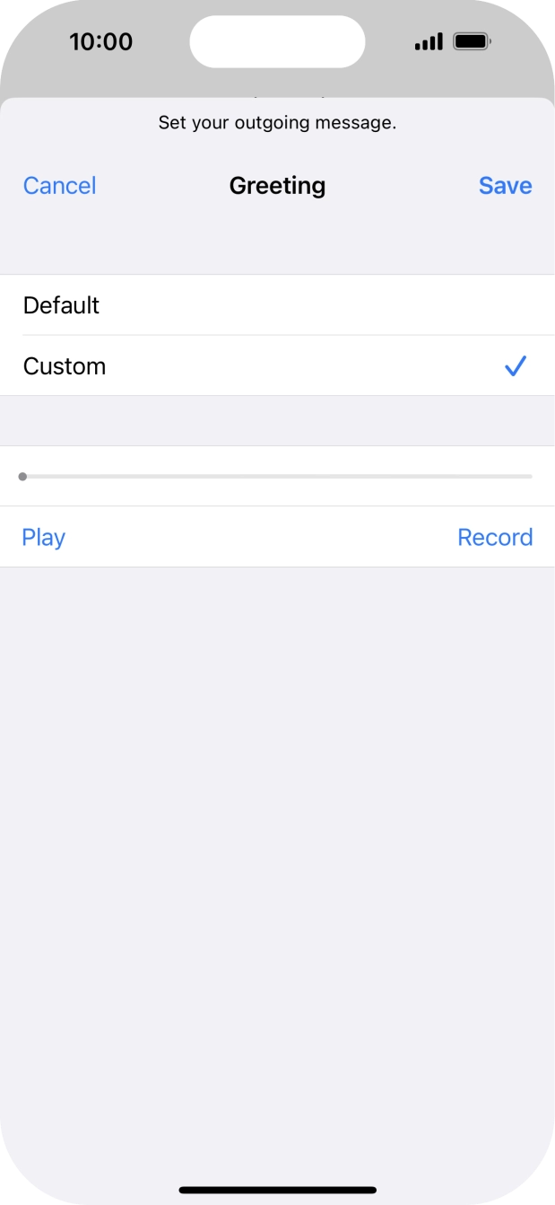 Press Play to play back your greeting.