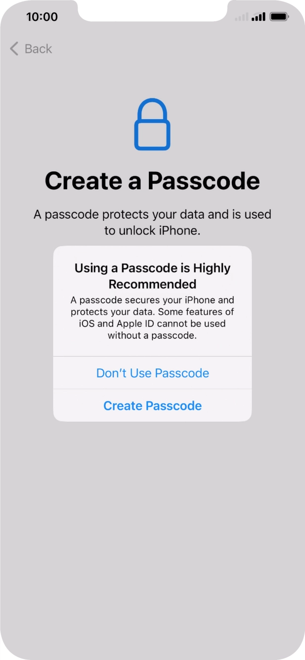 If you turn off the function, press Don't Use Passcode. If you turn off the function, press Don't Use Passcode.