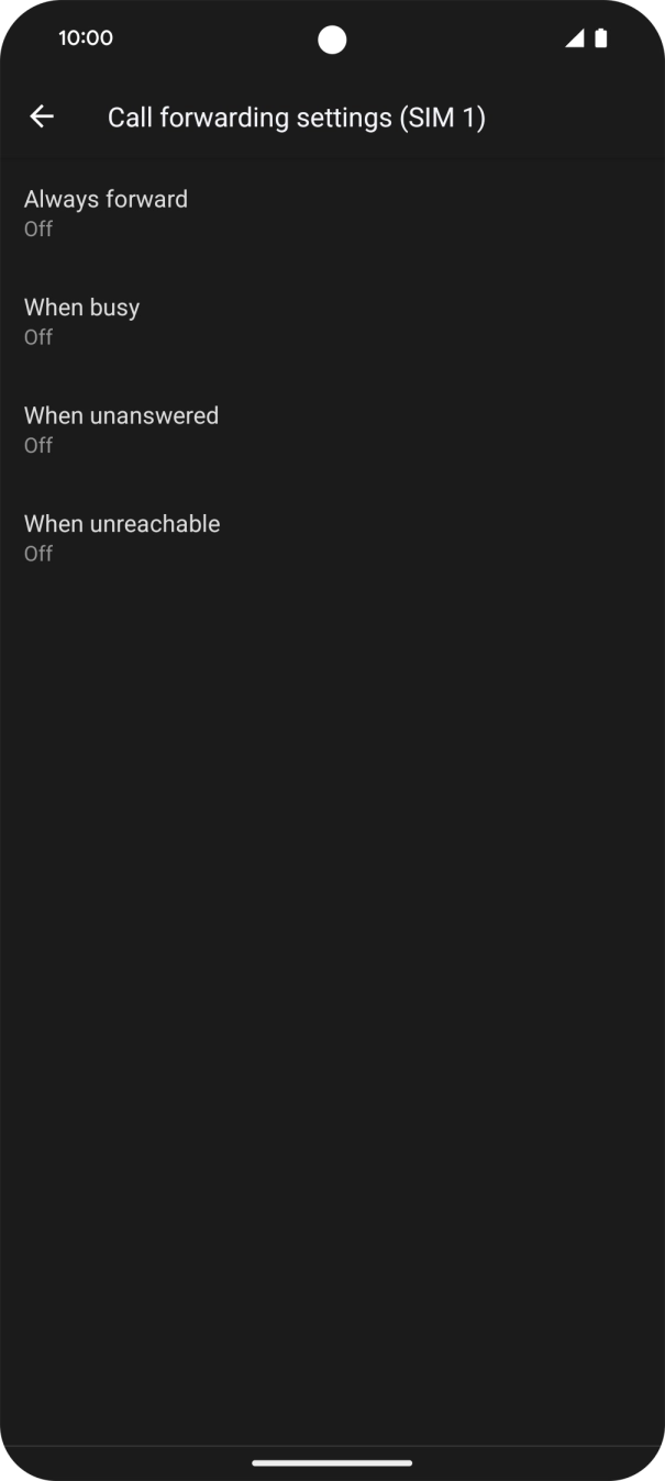 Press the required divert type. Press the required divert type.