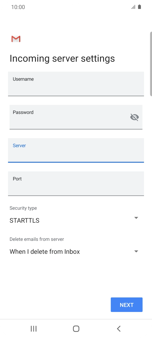 Press the field below 'Port' and key in 110. Press the field below 'Port' and key in 110.