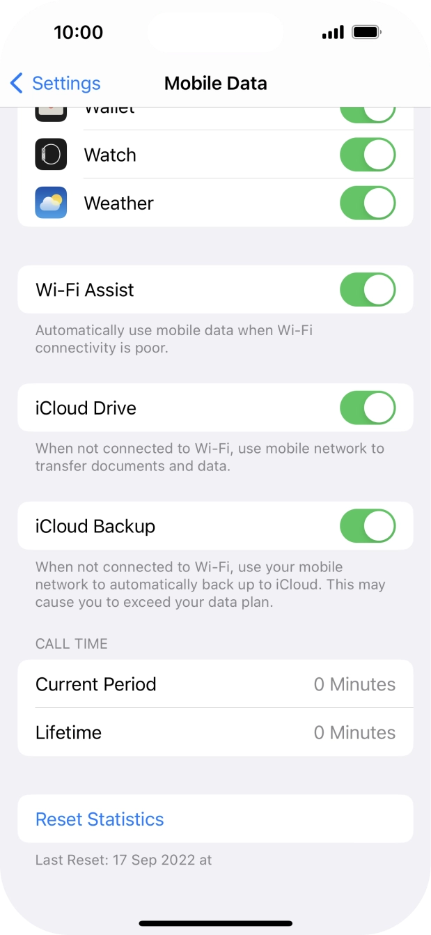 Press the indicator next to 'Wi-Fi Assist' to turn the function on or off.