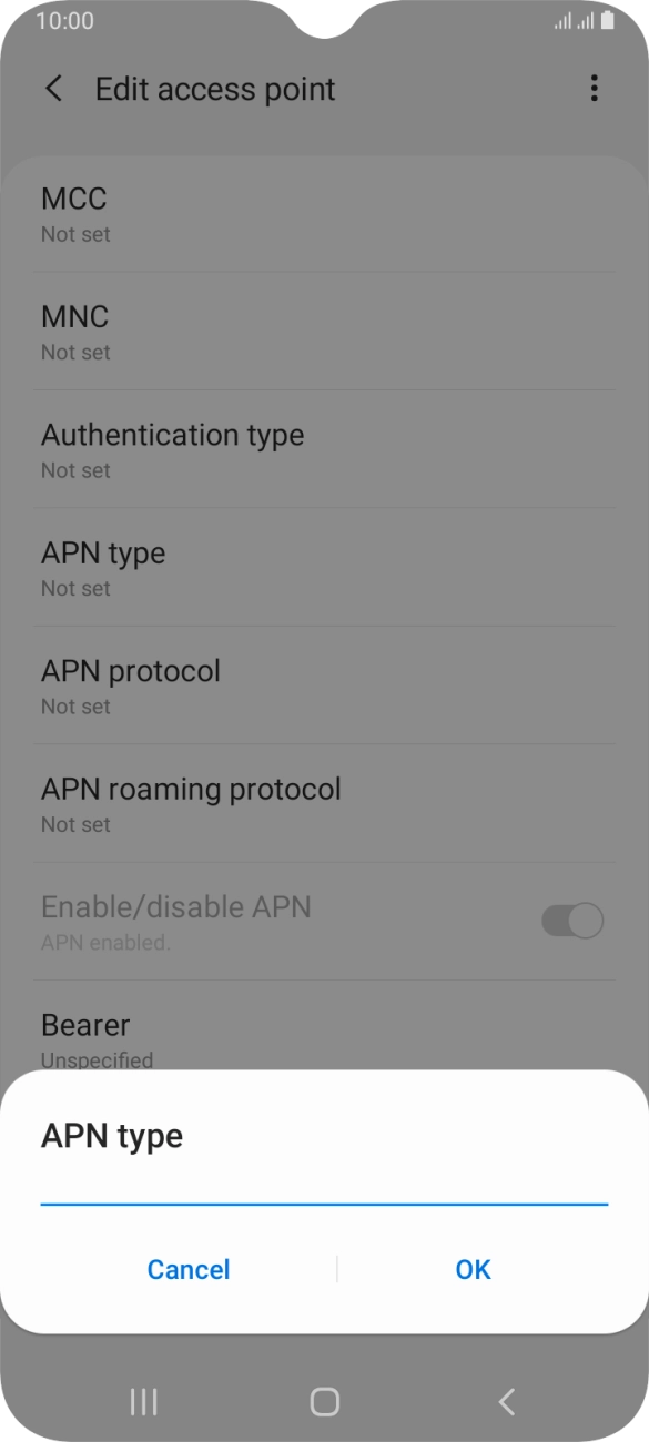 Key in default and press OK. Key in default and press OK.