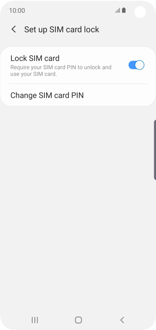 Press the indicator next to 'Lock SIM card' to turn the function on or off.