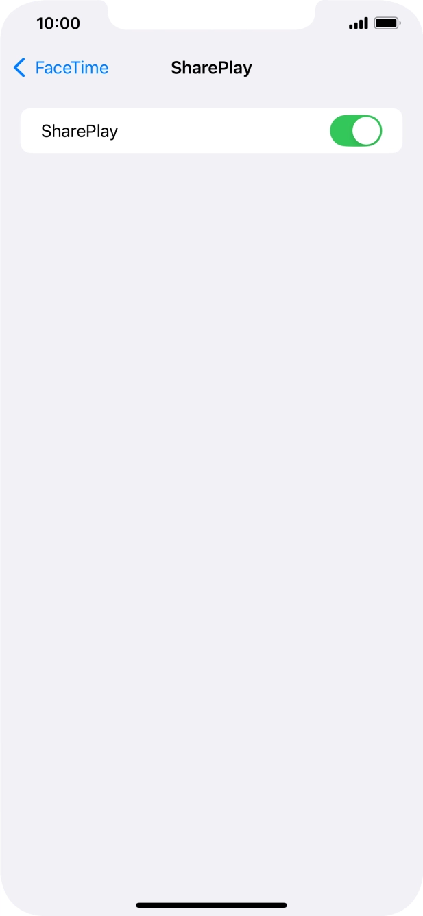Press the indicator next to 'SharePlay' to turn the function on or off. Press the indicator next to 'SharePlay' to turn the function on or off.