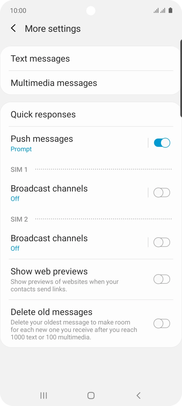 Press Text messages.