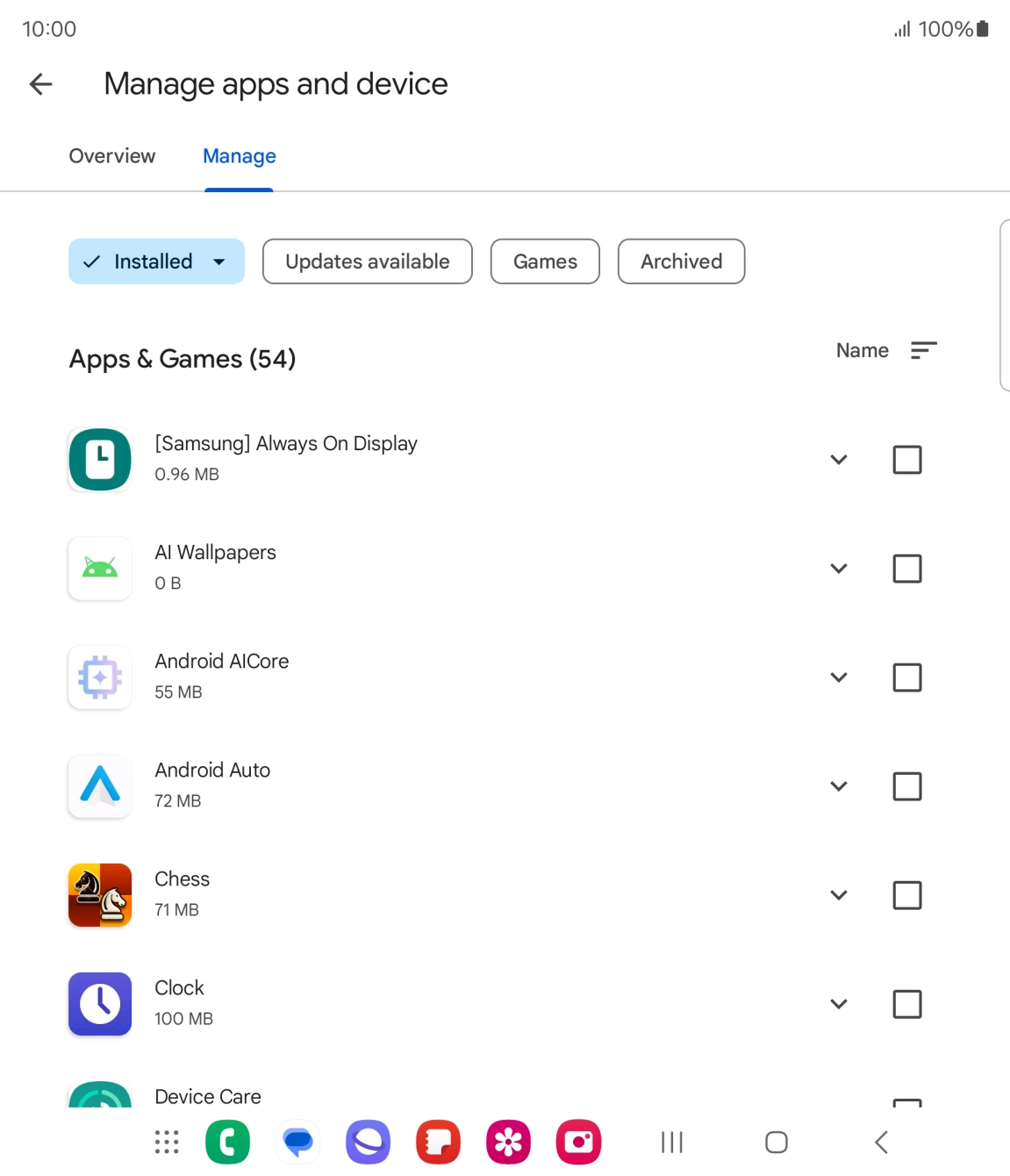 Press the required app.