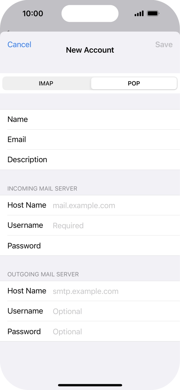 Press Host Name and key in the name of your email provider's incoming server.