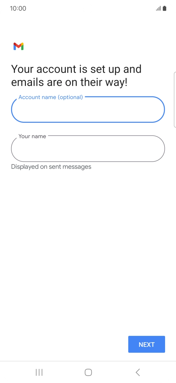 Press the field below 'Your name' and key in the required sender name. Press the field below 'Your name' and key in the required sender name.