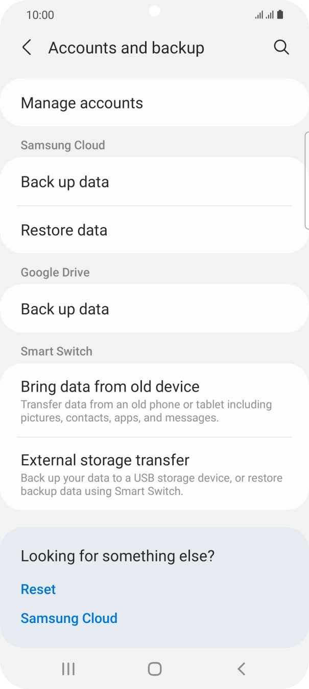 Press Manage accounts.