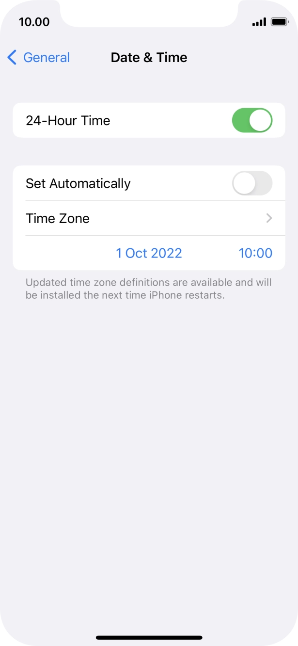 Press the indicator next to 'Set Automatically' to turn on the function.
