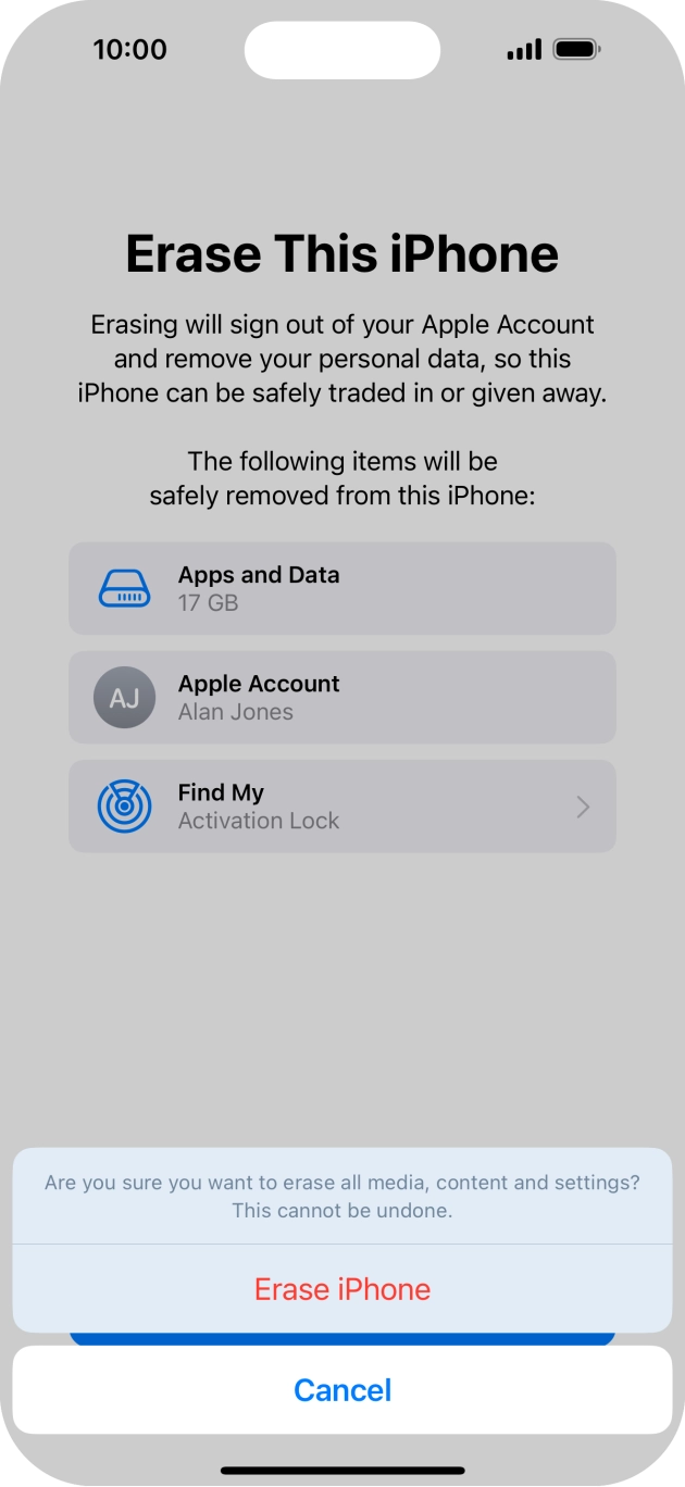 Press Erase iPhone.