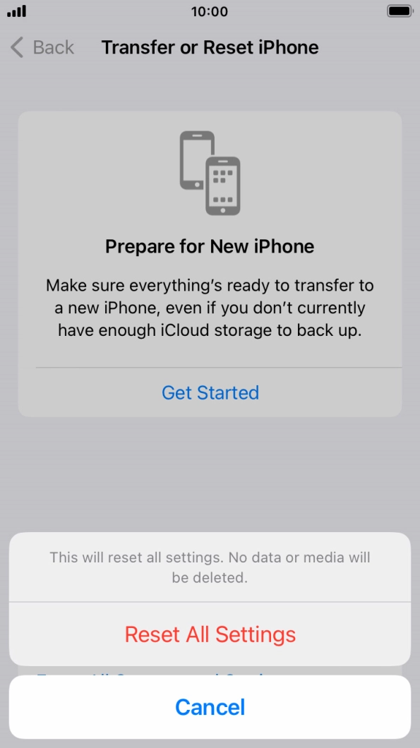 Press Reset All Settings.