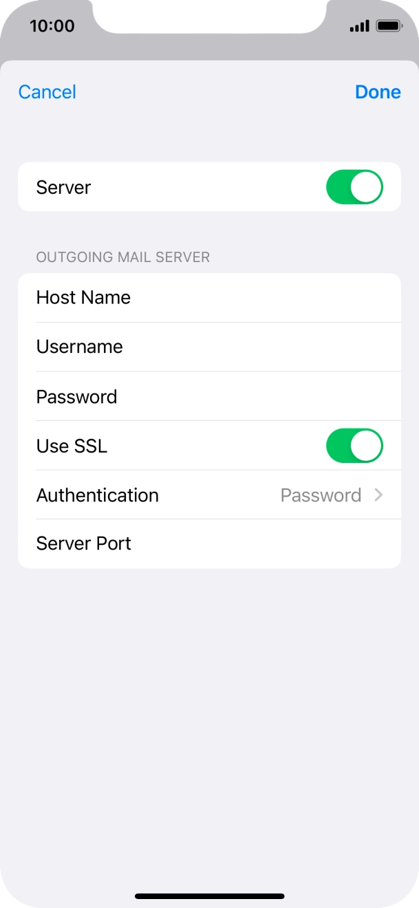 Press the indicator next to 'Use SSL' to turn off the function. Press the indicator next to 'Use SSL' to turn off the function.