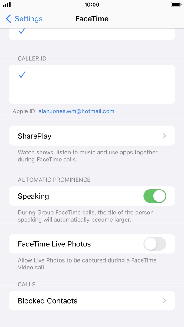 Press the indicator next to 'Speaking' to turn the function on or off. Press the indicator next to 'Speaking' to turn the function on or off.