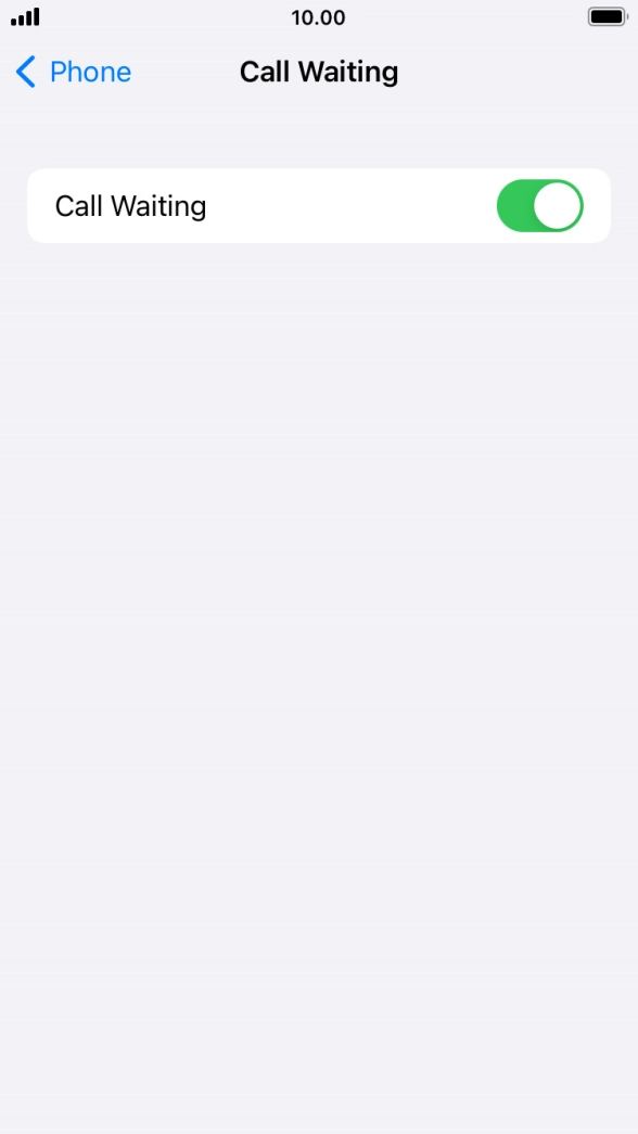 Press the indicator next to 'Call Waiting' to turn the function on or off.