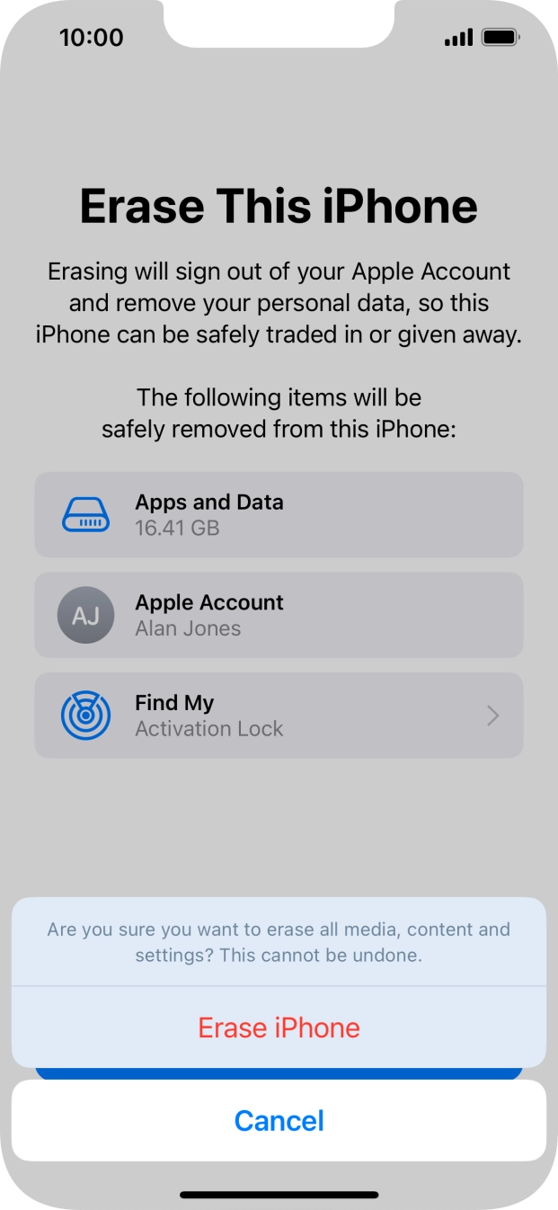 Press Erase iPhone.