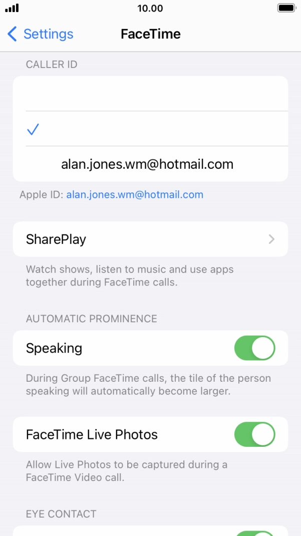 Press the required setting below 'CALLER ID'.