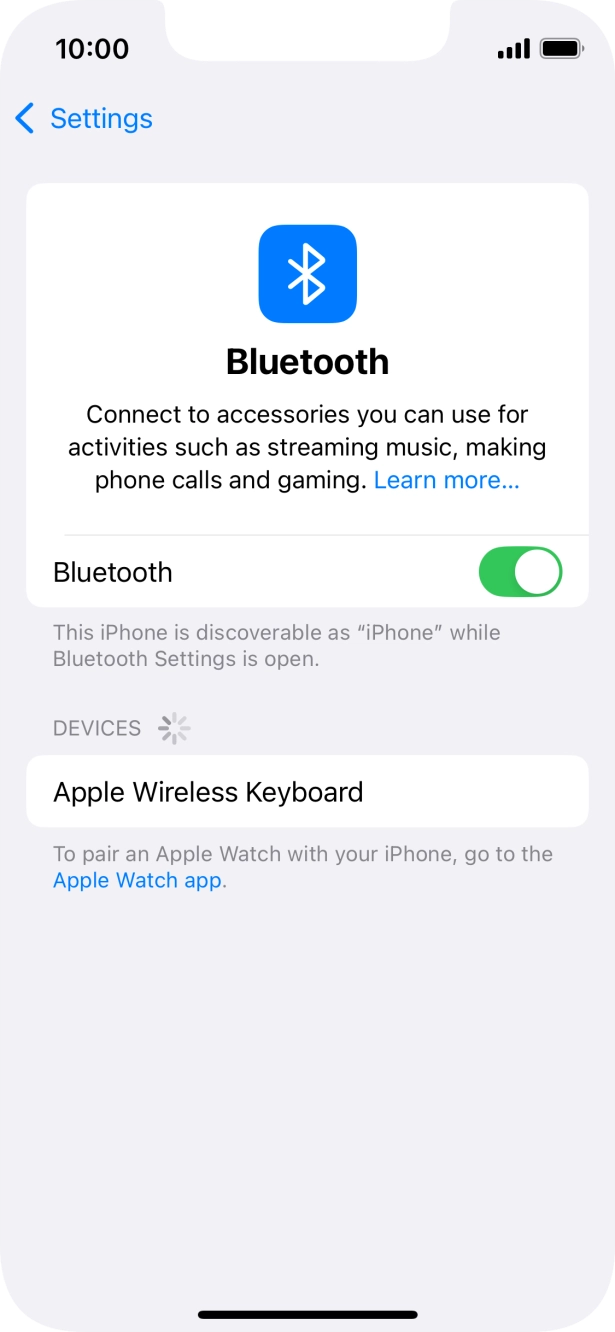 Press the required Bluetooth device and follow the instructions on the screen to pair the device with your phone.
