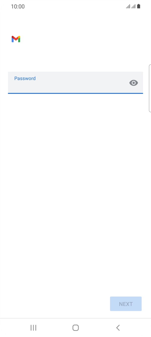 Press the field below 'Password' and key in the password for your email account. Press the field below 'Password' and key in the password for your email account.