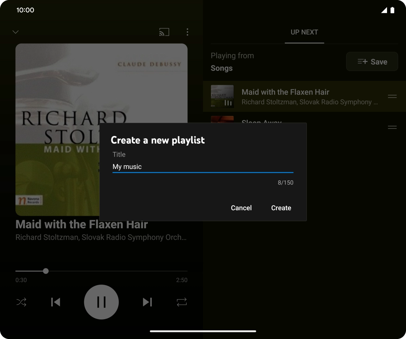 Key in a name for the playlist and press Create. Key in a name for the playlist and press Create.