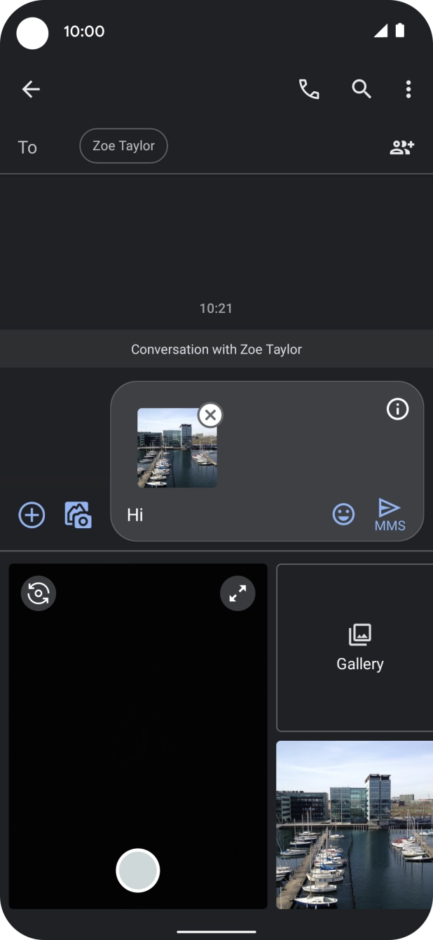 Press the send icon when you've finished your picture message. Press the send icon when you've finished your picture message.