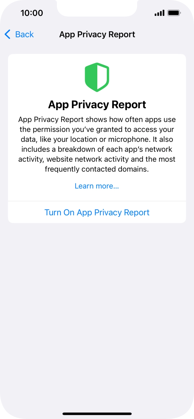 Press Turn On App Privacy Report to turn on the function.