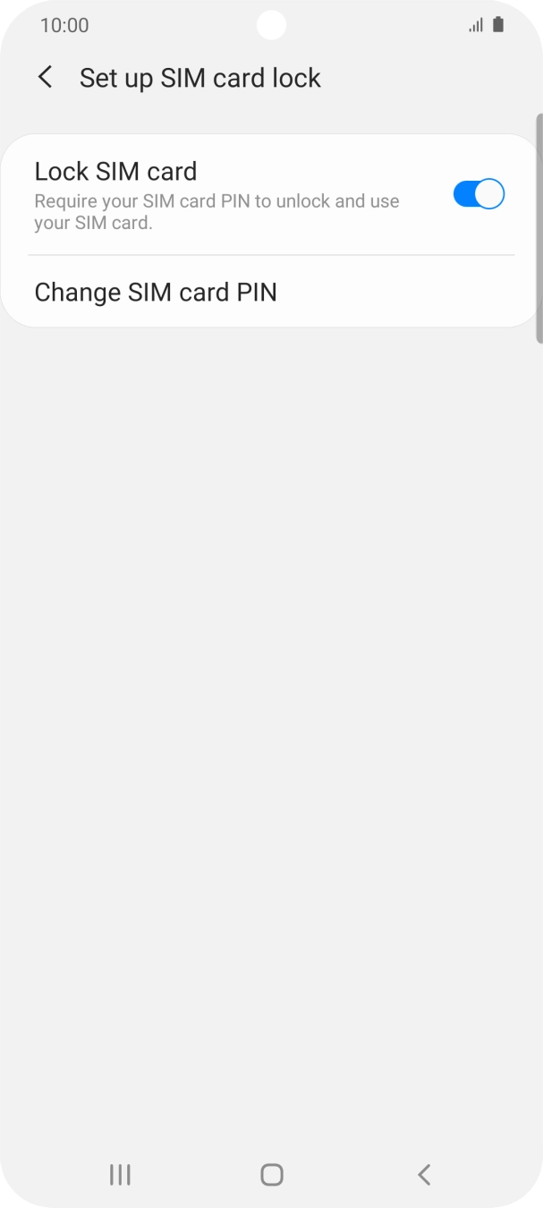 Press the indicator next to 'Lock SIM card' to turn the function on or off.