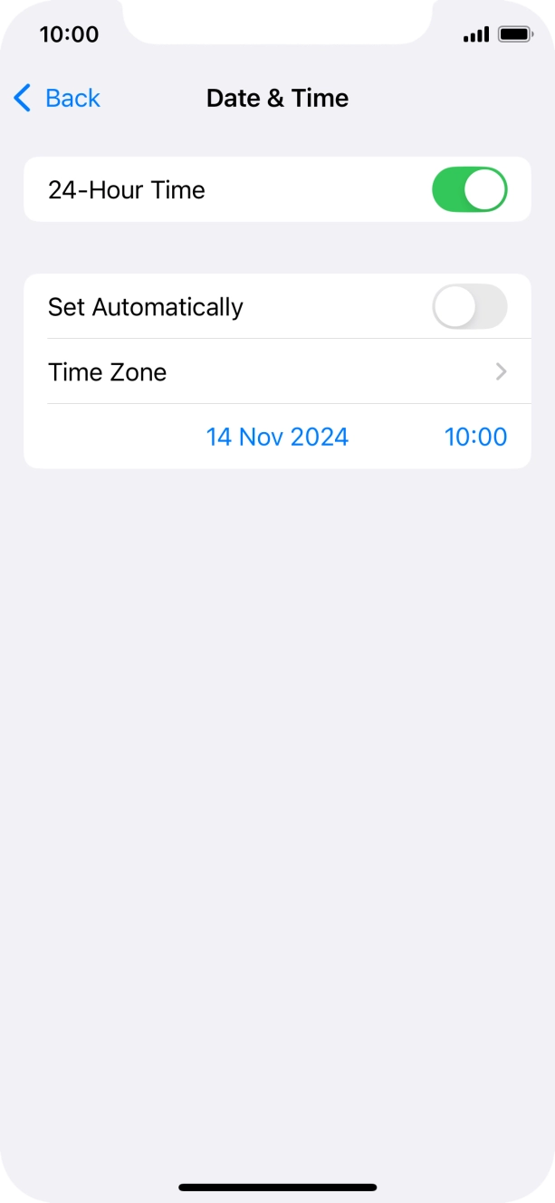 Press the indicator next to 'Set Automatically' to turn on the function.