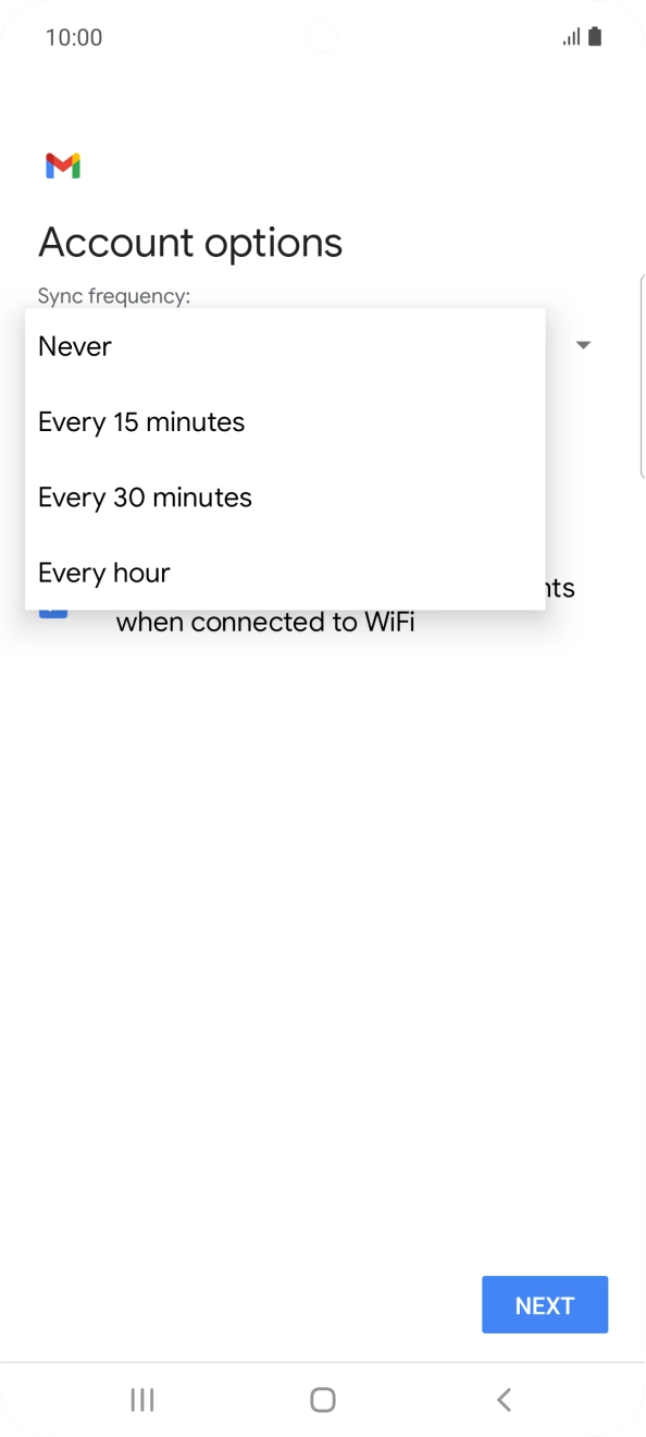 Press the required setting.