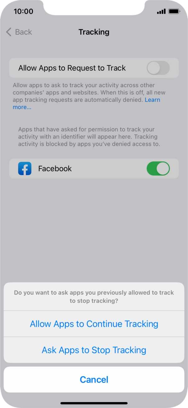 If you turn off the function, press the required setting.