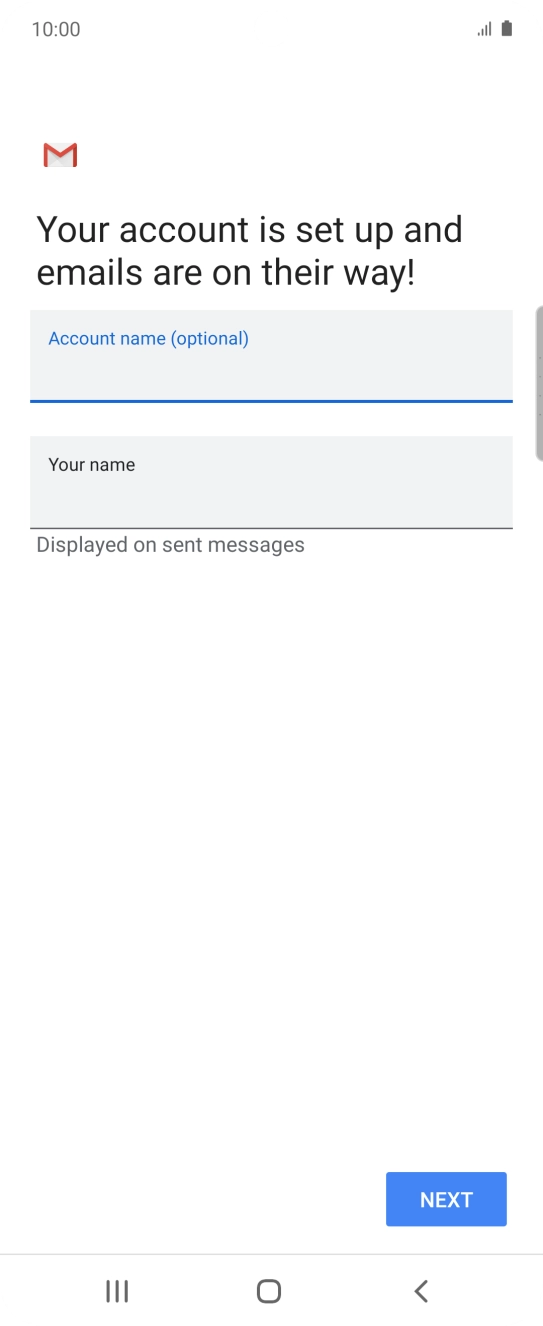 Press the field below 'Your name' and key in the required sender name.