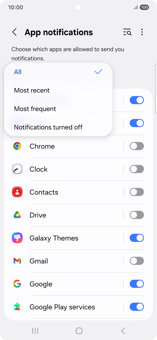 Press the required setting. Press the required setting.
