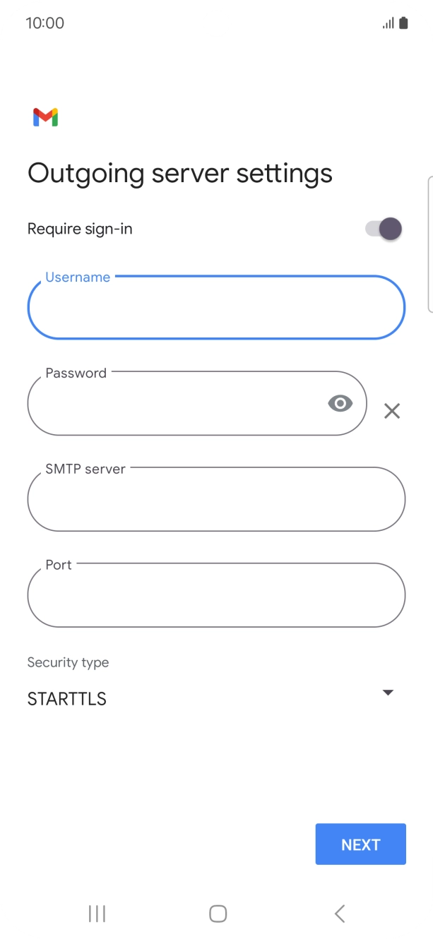 Press the field below 'Password' and key in the password of your email provider's outgoing server.