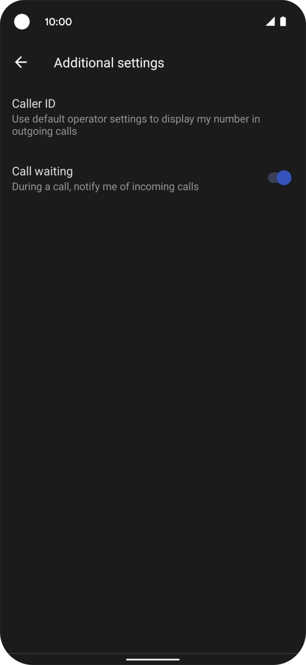 Press the indicator next to 'Call waiting' to turn the function on or off.