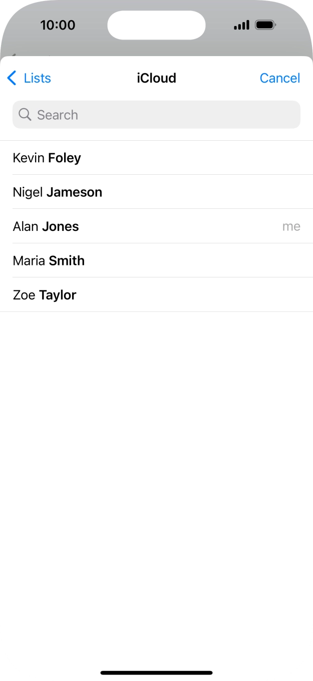 Press the required contact.