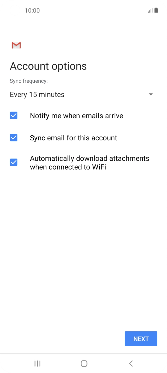 If this screen is displayed, you email account has been recognised and set up automatically. Follow the instructions on the screen to key in more information and finish setting up your phone.