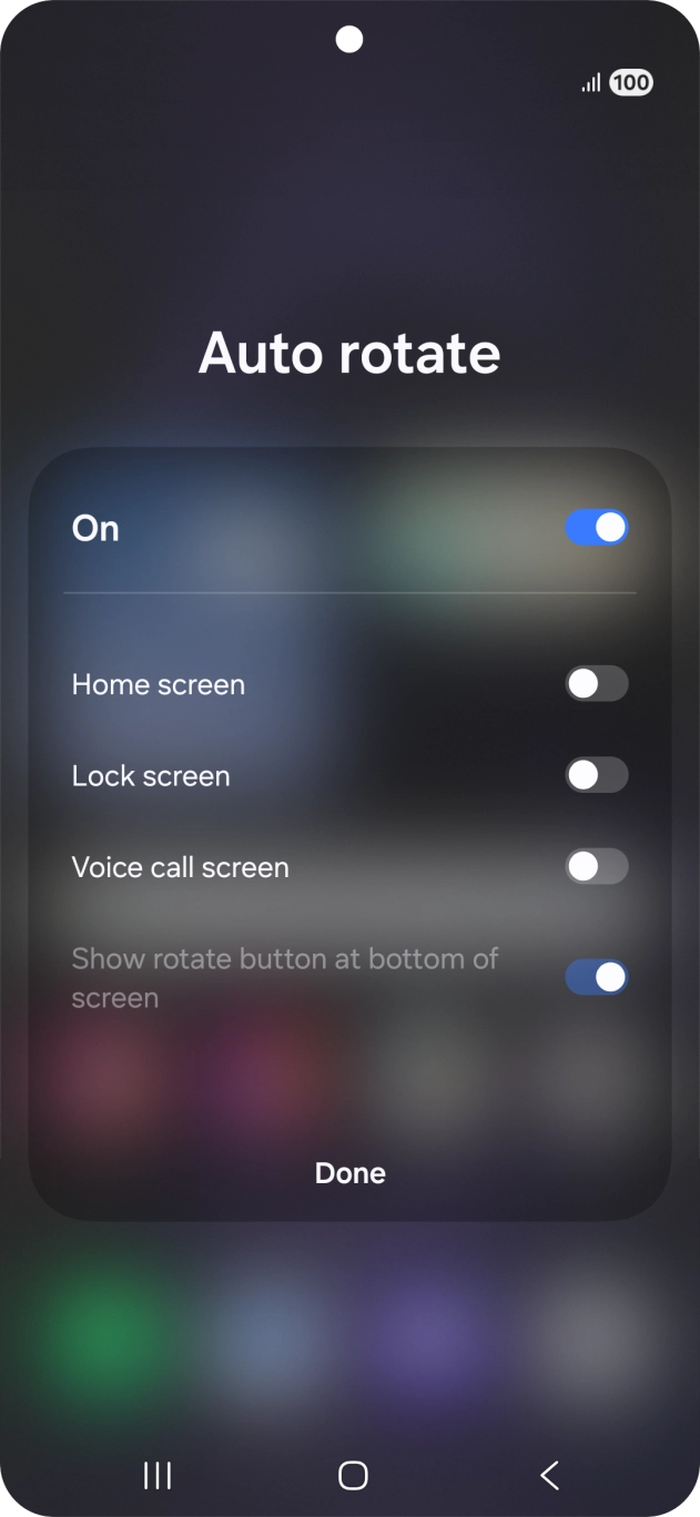 Press the indicators next to the required settings to turn them on or off.