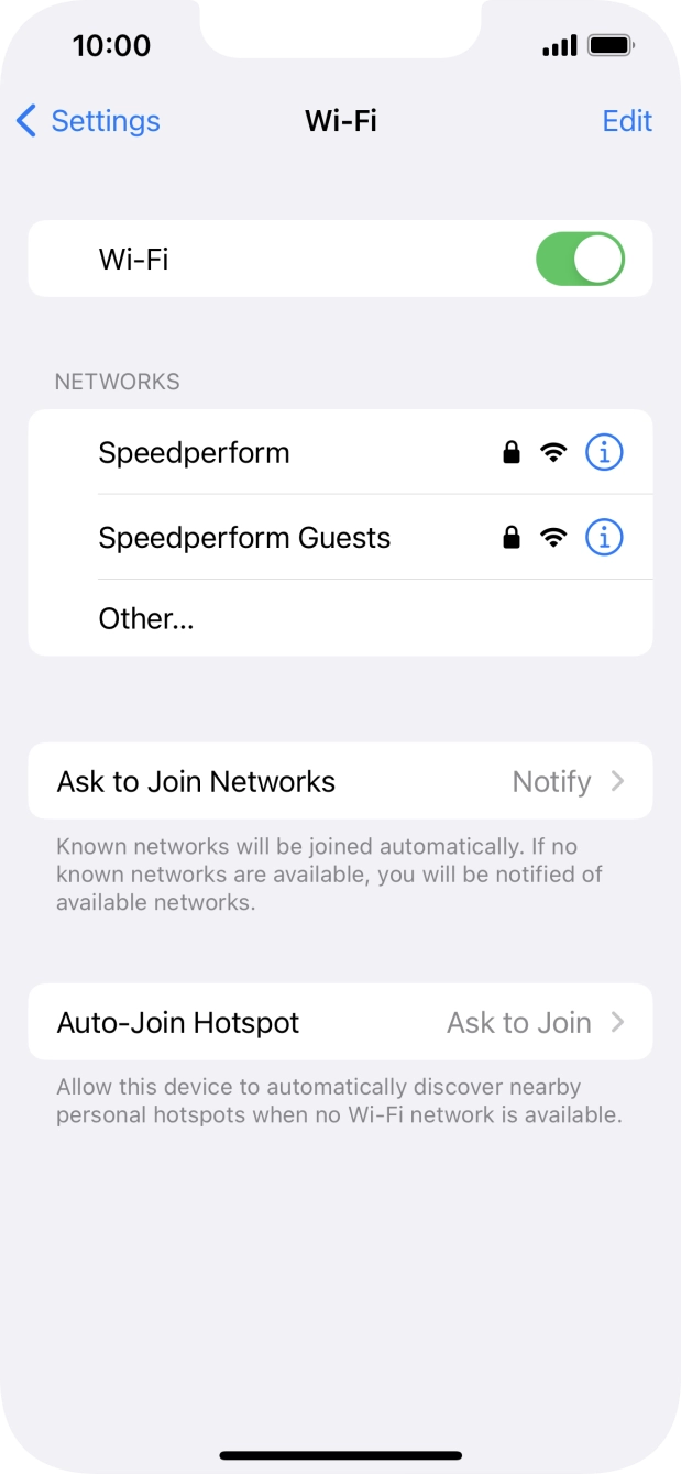 Press the required WiFi network and key in the password for the WiFi network.