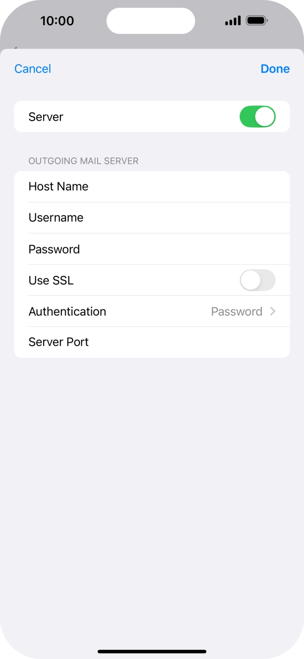 Press the indicator next to 'Use SSL' to turn on the function.