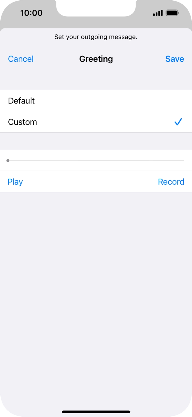 Press Play to play back your greeting.