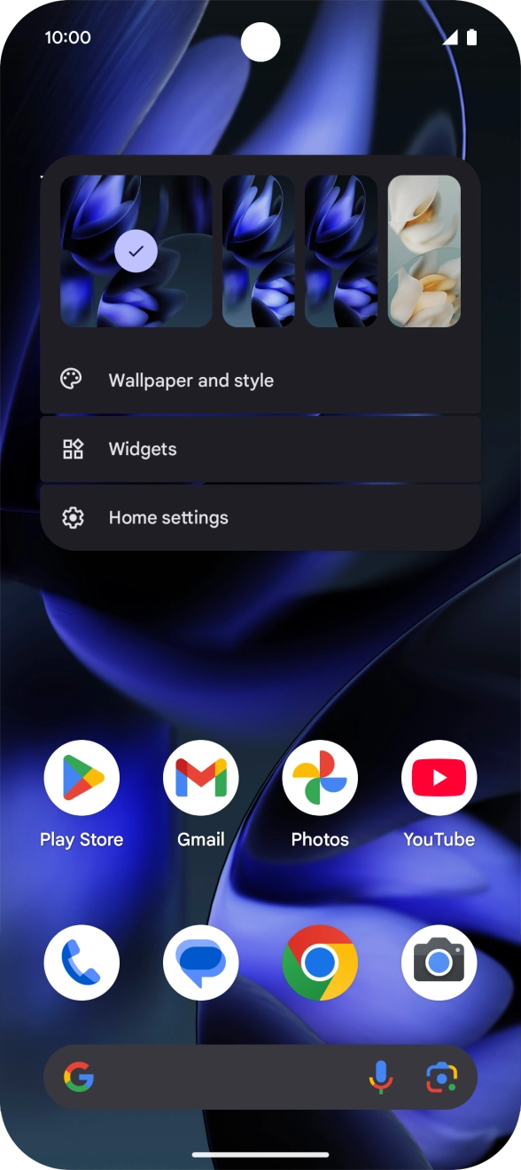 Press the required setting and follow the instructions on the screen to personalise the appearance of the home screen.
